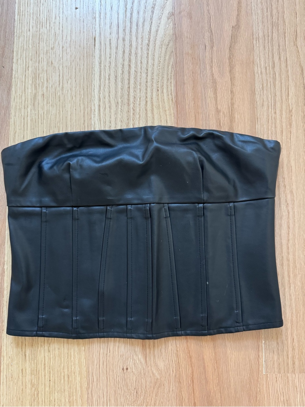 Black Faux Leather Corset Top - Superdown
